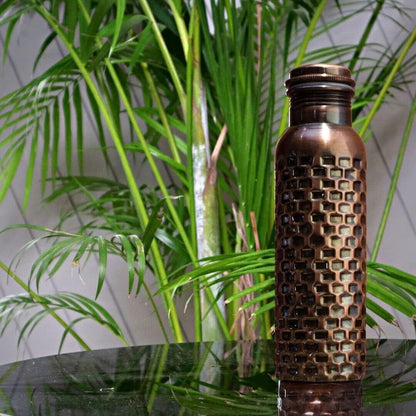 Copper Water Bottle Ayurveda Pure Copper Water Bottle for Drinking 32 Oz Antique