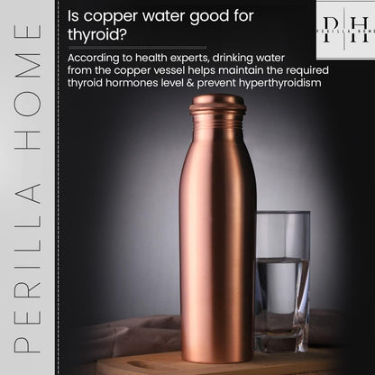 Copper Water Bottle 34 Oz Leak Proof 100% Pure - Ayurvedic Copper Vessel - Drink More Water and Enjoy the Health Benefits Immediately - for Gym, Yoga Bottle (Plain Bottle)