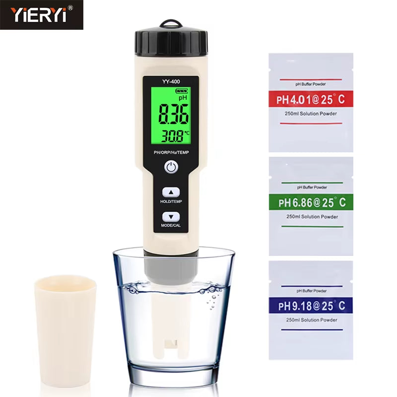 4 in 1 H2/ORP/TEMP/PH Meter 0.01 Resolution High Accuracy Water Quality Tester PPB/PPM Meter for Drinking Water Aquariums