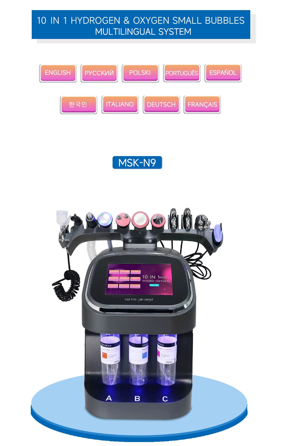 4QUEENS 10 in 1 Bubbles Skincare Facial Spa Hydrogen Purification Face Cleaning Professional Beauty Machines