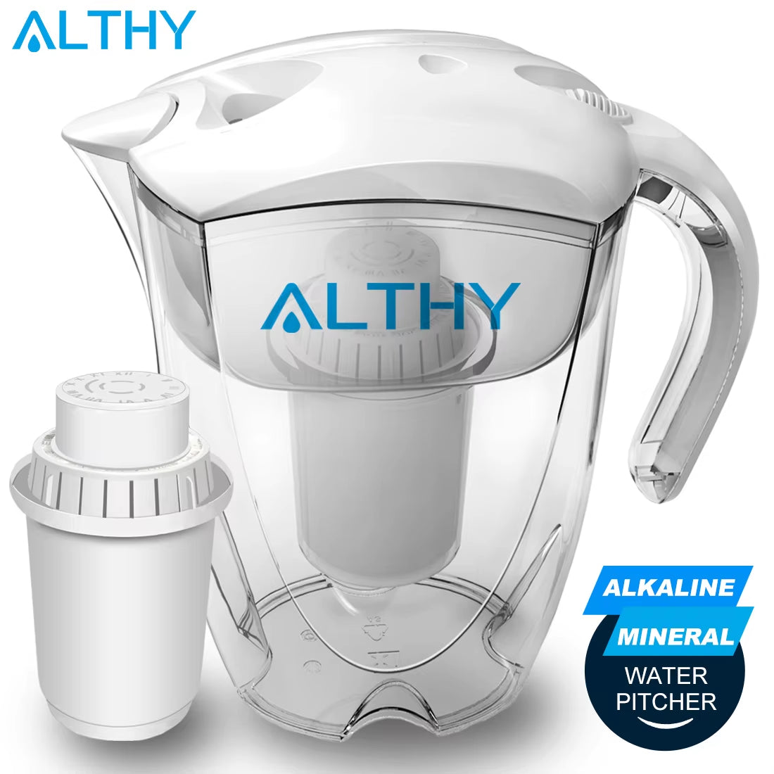 3.5L Mineral Alkaline Water Pitcher Filter - 400L Long-Life Filters - Alkalizer Purifier Filtration System +Ph -ORP