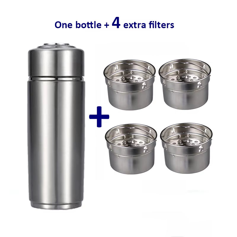 Nano Mineral Hydrogen Alkaline Water Ionizer Bottle Portable Energy Stainless Flask Ph 8-10 Antioxidant ORP Water Filter Bottle