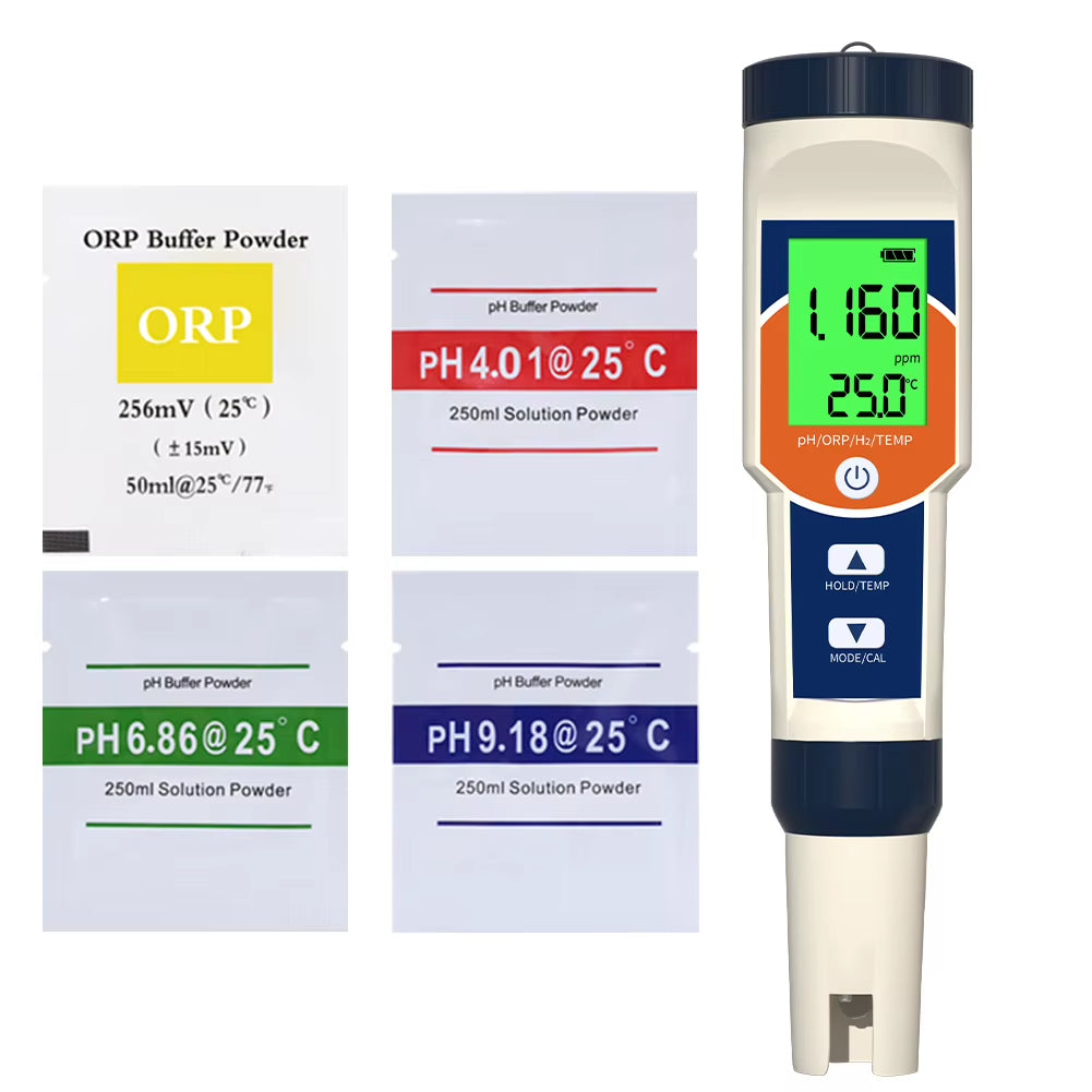 4 in 1 H2/ORP/TEMP/PH Meter 0.01 Resolution High Accuracy Water Quality Tester PPB/PPM Meter for Drinking Water Aquariums