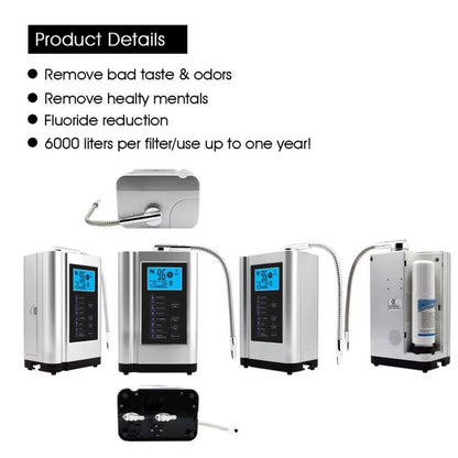 Alkaline Water Ionizer Hydrogen Generator Machine Purifier,Produces Ph 3.5-10.5 Alkaline Acid Water Water Filter System for Home