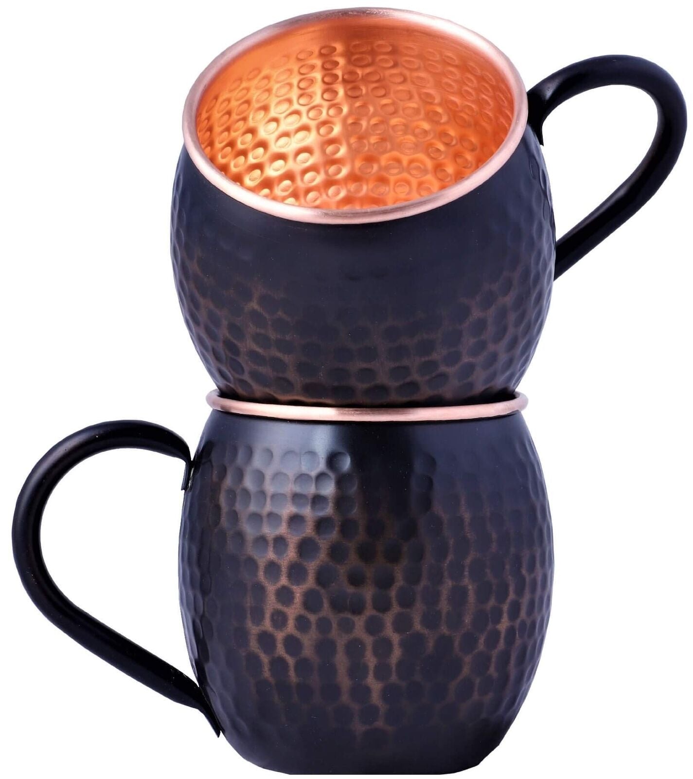 16 Oz Rustic Black Moscow Mule Copper Mugs, Genuine Copper Cups for Moscow Mules