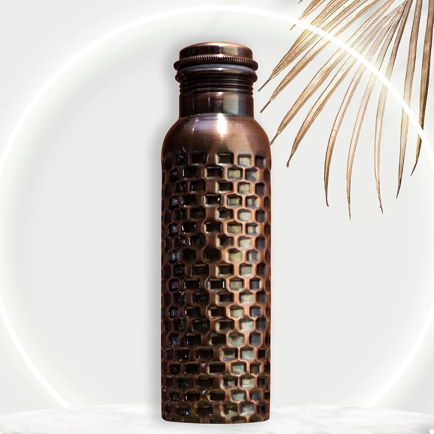 Copper Water Bottle Ayurveda Pure Copper Water Bottle for Drinking 32 Oz Antique